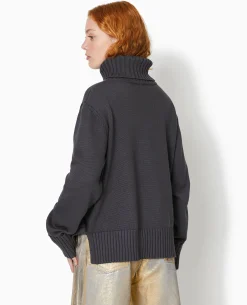 Pull Col Roulé - Gris Chiné