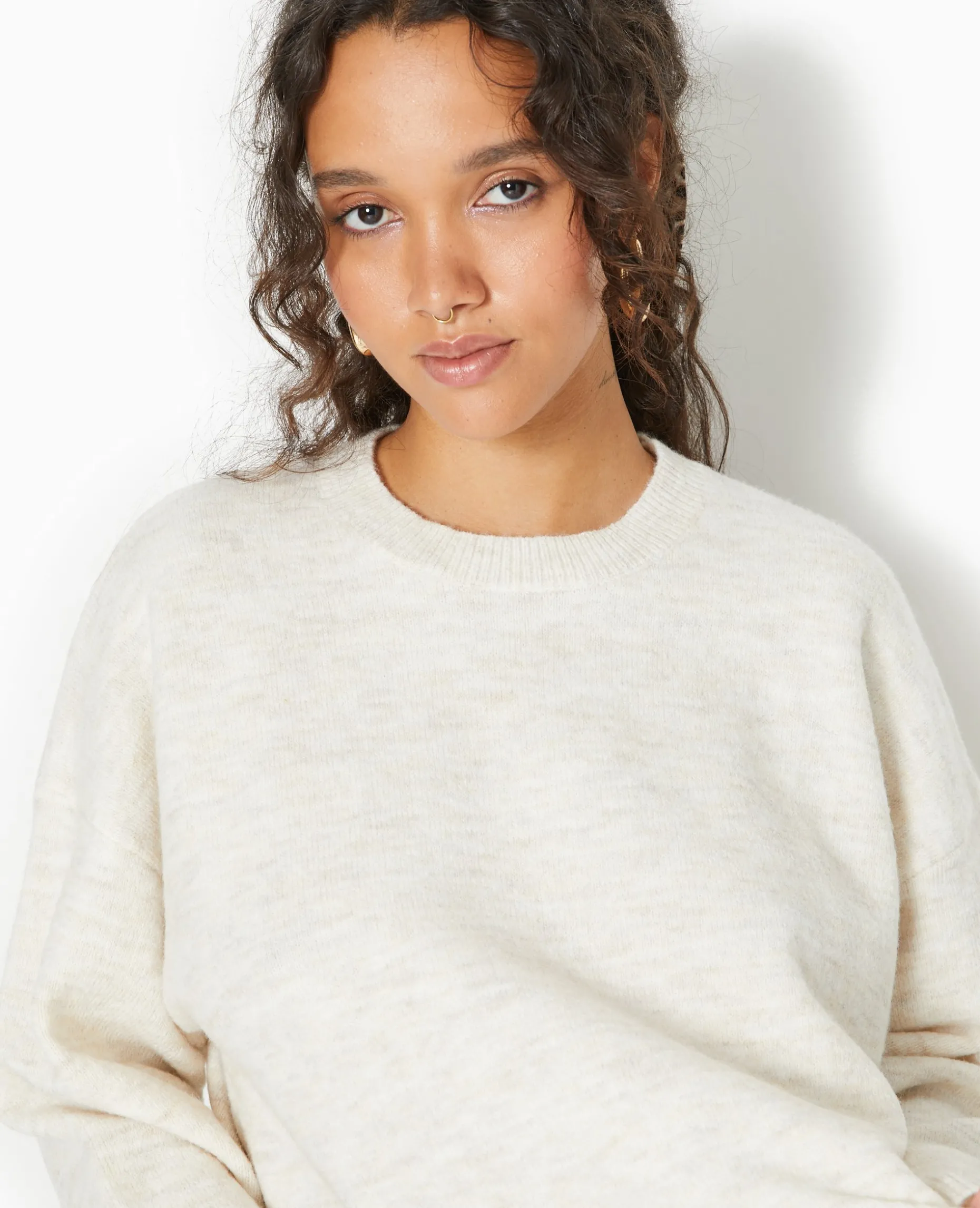 Pull Court En Maille - écru