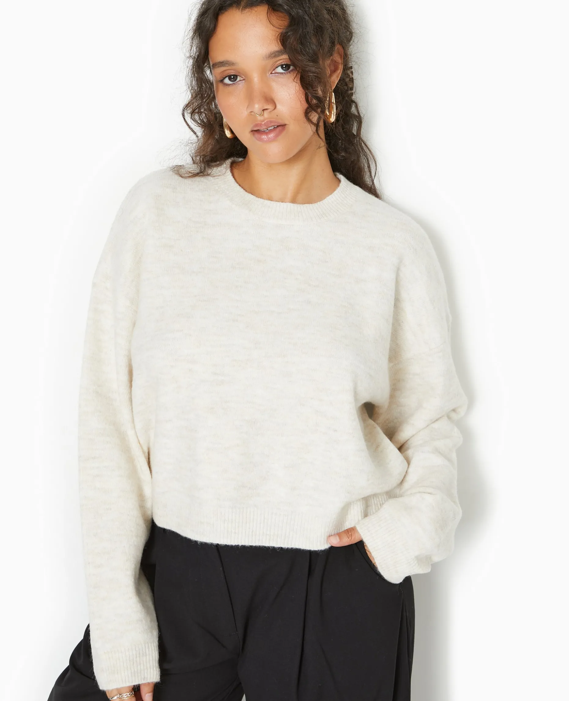 Pull Court En Maille - écru