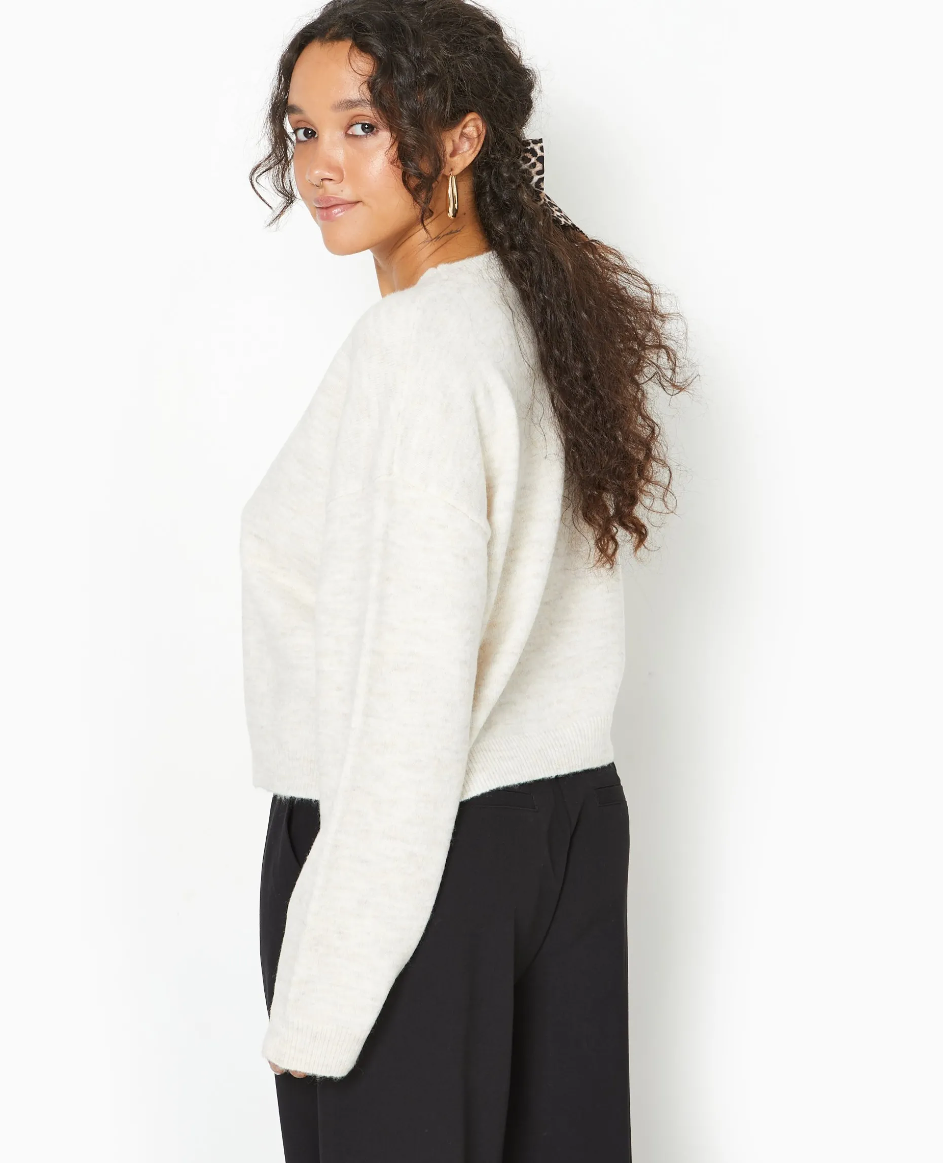 Pull Court En Maille - écru