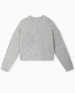 Pull Court En Maille - Gris Chiné