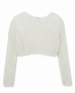 Pull Court En Maille Ajourée - Blanc