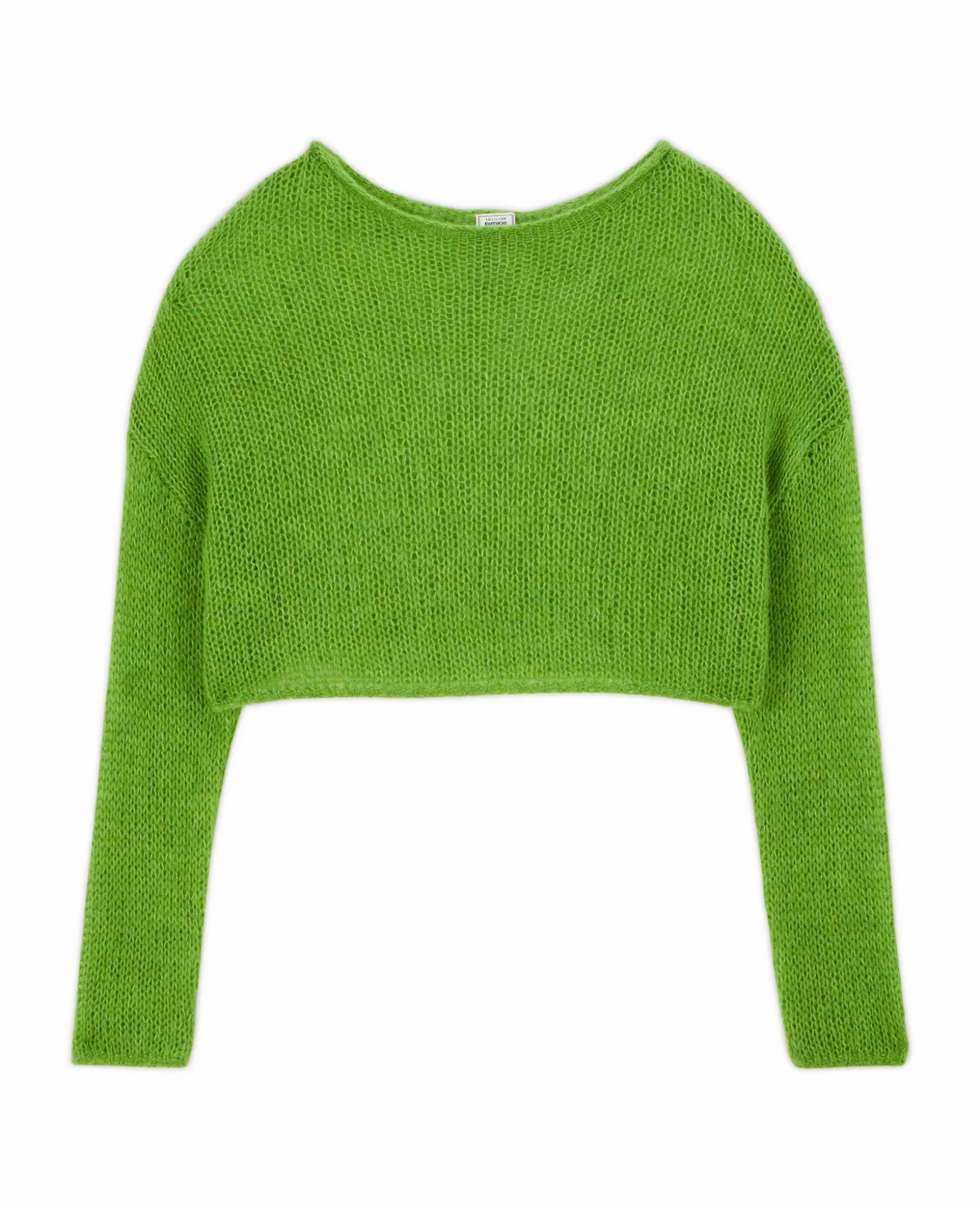 Pull Cropped En Maille Transparente - Vert Kaki