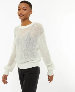 Pull En Maille Ajourée - Blanc