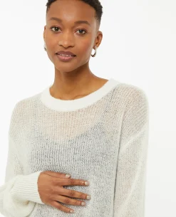 Pull En Maille Ajourée - Blanc
