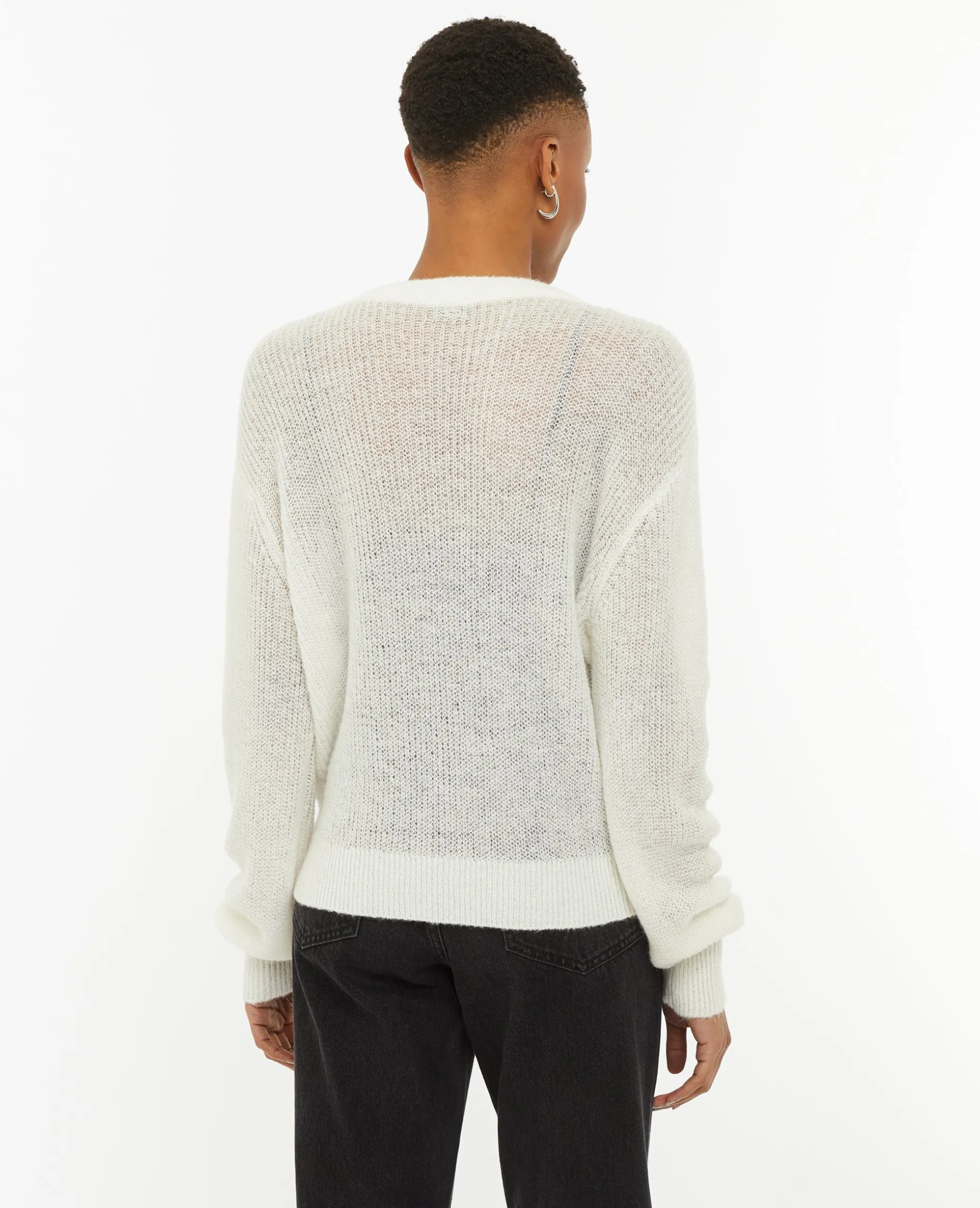 Pull En Maille Ajourée - Blanc