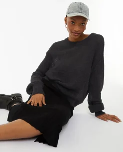 Pull En Maille Ajourée - Gris Foncé