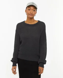 Pull En Maille Ajourée - Gris Foncé