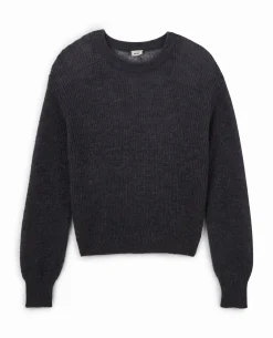 Pull En Maille Ajourée - Gris Foncé