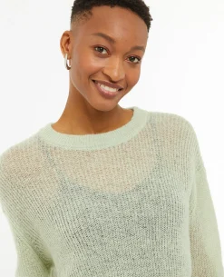Pull En Maille Ajourée - Vert Clair