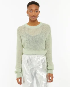 Pull En Maille Ajourée - Vert Clair