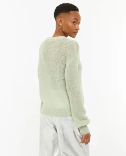 Pull En Maille Ajourée - Vert Clair