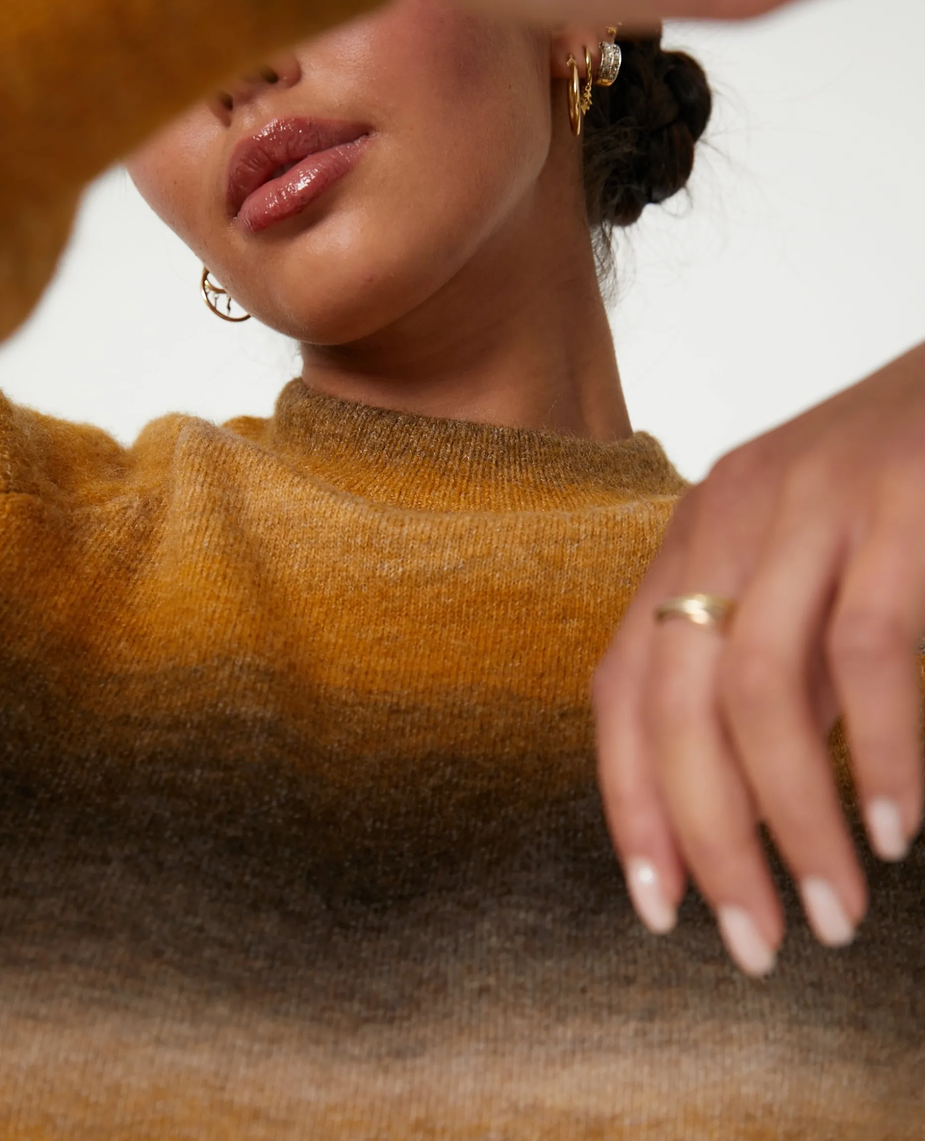 Pull En Maille Effet Dégradé - Marron