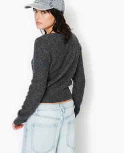 Pull En Maille Encolure Carrée - Gris Foncé