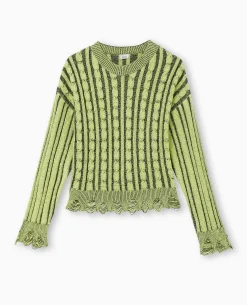 Pull En Maille Fantaisie Avec Effet Destroy - Jaune