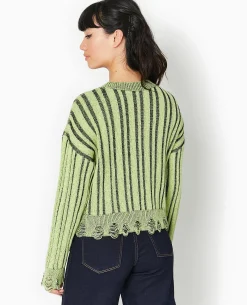 Pull En Maille Fantaisie Avec Effet Destroy - Jaune