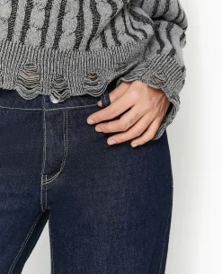 Pull En Maille Fantaisie Avec Effet Destroy - Noir