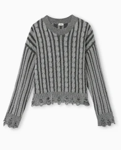 Pull En Maille Fantaisie Avec Effet Destroy - Noir
