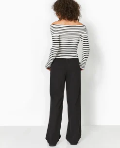Pull Maille Fine Encolure Bardot - Blanc