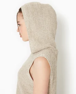Pull Sans Manches Avec Capuche - Beige