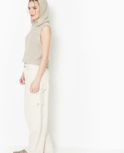 Pull Sans Manches Avec Capuche - Beige