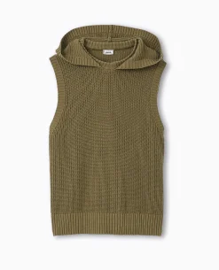 Pull Sans Manches Avec Capuche - Vert Kaki