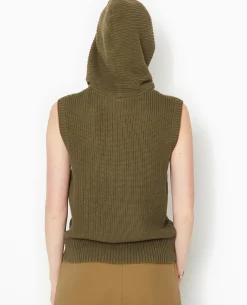 Pull Sans Manches Avec Capuche - Vert Kaki