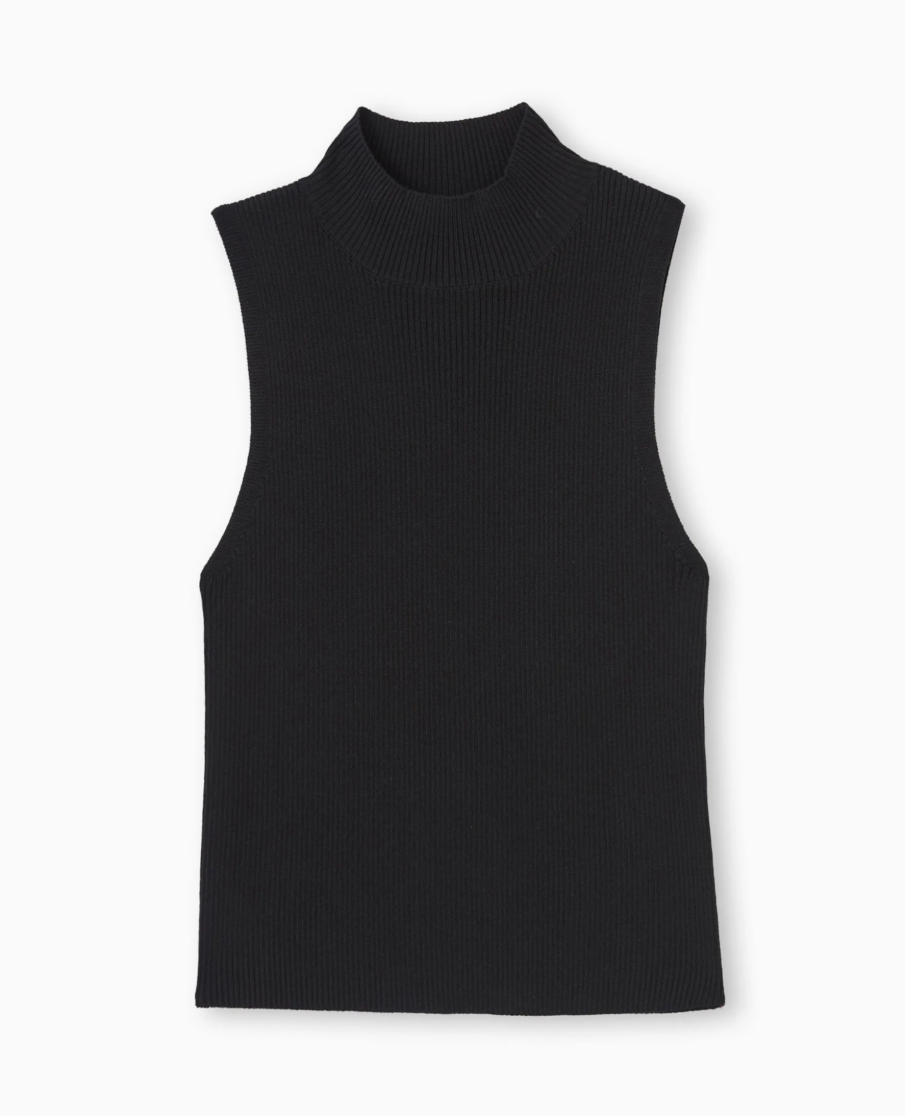 Pull Sans Manches En Maille Côtelée - Noir