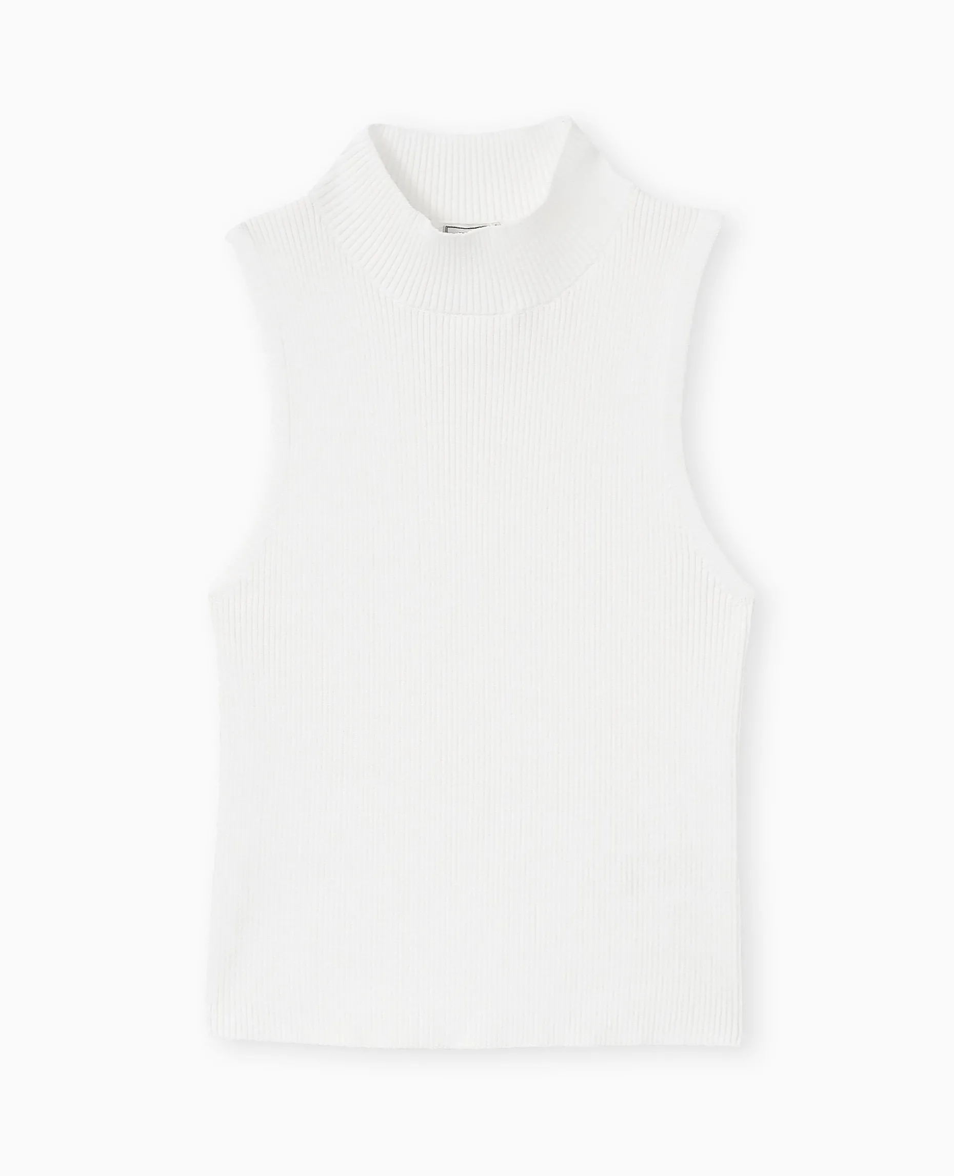 Pull Sans Manches En Maille Côtelée - Blanc