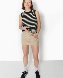 Pull Sans Manches Rayé - Noir