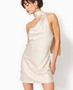 Robe Asymétrique Avec Bretelle Foulard - Blanc