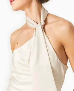 Robe Asymétrique Avec Bretelle Foulard - Blanc