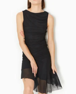 Robe Asymétrique En Mesh - Noir