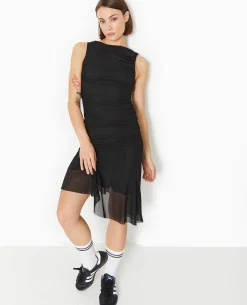 Robe Asymétrique En Mesh - Noir