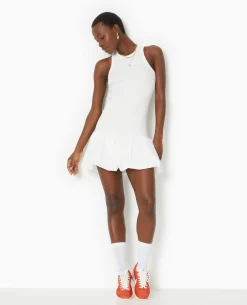 Robe Bi-matiè;re Avec Jupon Bouffant - Blanc