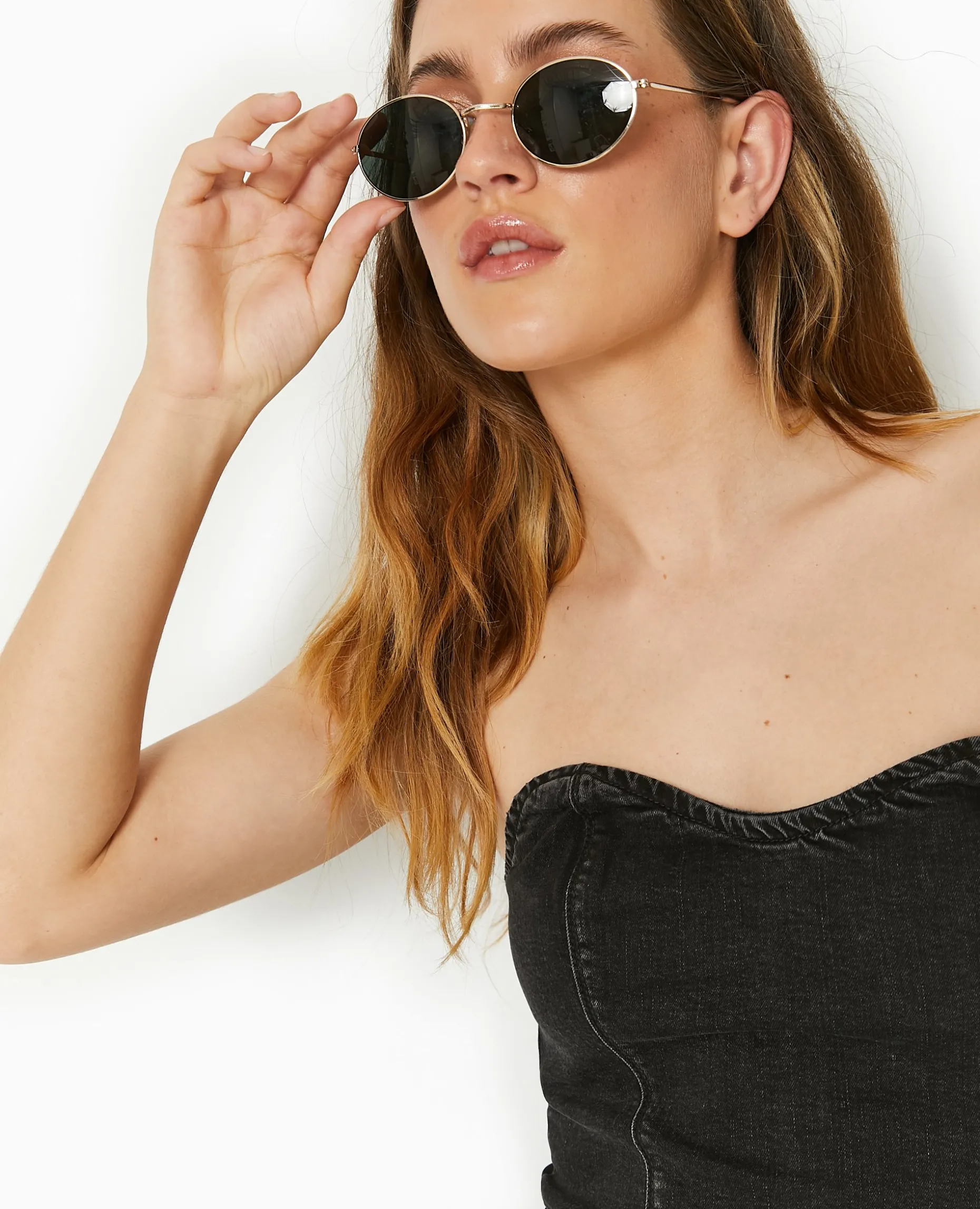 Robe Bustier Longue En Jean Stretch - Noir