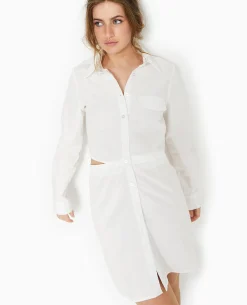 Robe Chemise Avec Cut Out - Blanc