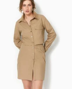 Robe Chemise Avec Cut Out - Beige