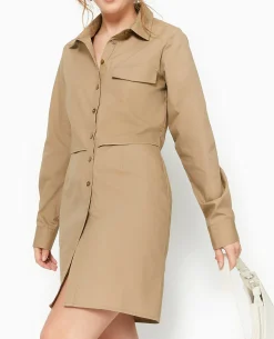 Robe Chemise Avec Cut Out - Beige
