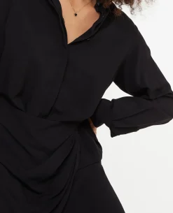Robe Chemise Avec Effet Portefeuille - Noir