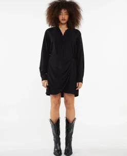 Robe Chemise Avec Effet Portefeuille - Noir