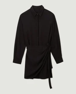 Robe Chemise Avec Effet Portefeuille - Noir