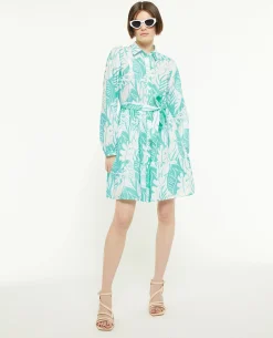 Robe Chemise Avec Volants - Bleu Turquoise