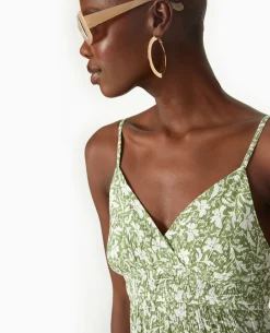 Robe Courte à Bretelles Avec Petits Volants - Vert