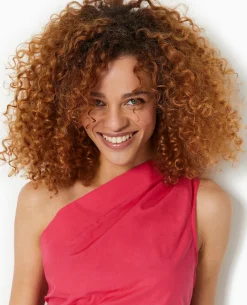 Robe Courte Asymétrique One Shoulder - Rose Fuchsia