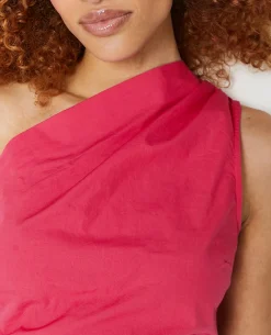 Robe Courte Asymétrique One Shoulder - Rose Fuchsia