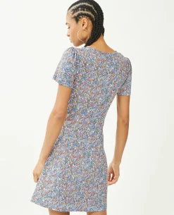 Robe Courte Avec Boutons - Bleu