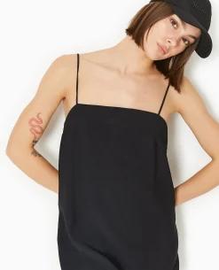 Robe Courte Avec Bretelles à Nouer - Noir
