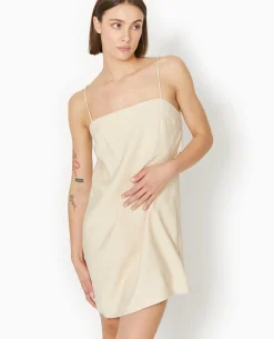 Robe Courte Avec Bretelles à Nouer - Beige