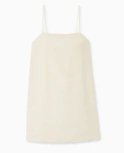 Robe Courte Avec Bretelles à Nouer - Beige